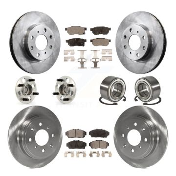Front Rear Wheel Hub Bearing Disc Brake Rotor And Ceramic Pads Kit (10Pc) For Honda Civic KBB-107244
