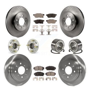 Front Rear Hub Bearing Disc Brake Rotor And Pads Kit (10Pc) For Acura Integra Honda Civic KBB-107245