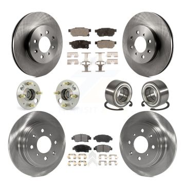 Front Rear Wheel Hub Bearing Disc Brake Rotor And Pads Kit (10Pc) For Honda Civic del Sol KBB-107246