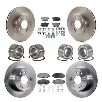 Front Rear Wheel Bearings Disc Brake Rotors And Ceramic Pads Kit (10Pc) For Honda CR-V KBB-107257