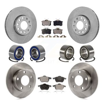 Front Rear Bearings Disc Brake Rotors And Ceramic Pads Kit (10Pc) For Volkswagen Passat KBB-107269