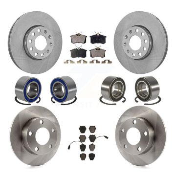 Front Rear Bearing Brake Rotor & Pads Kit (10Pc) For 2002 Volkswagen Passat AWD with 2.8L KBB-107271