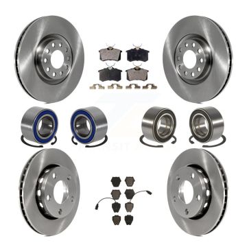 Front Rear Bearings Disc Brake Rotors And Ceramic Pads Kit (10Pc) For 2000-2001 Audi S4 KBB-107272