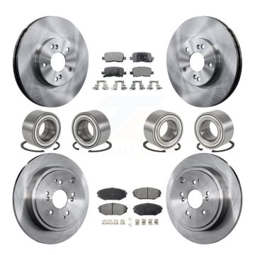 Front Rear Bearings Disc Brake Rotors And Ceramic Pads Kit (10Pc) For 2001-2002 Acura MDX KBB-107278
