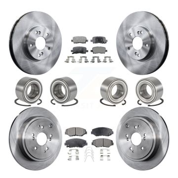 Front Rear Bearing Disc Brake Rotor And Ceramic Pads Kit (10Pc) For 2003-2004 Honda Pilot KBB-107279