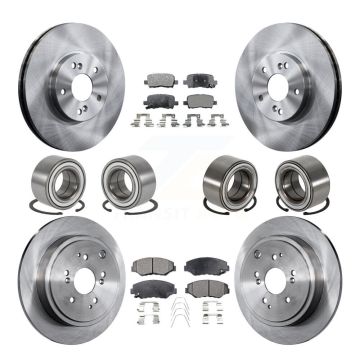 Front Rear Bearing Disc Brake Rotor And Ceramic Pads Kit (10Pc) For 2005-2008 Honda Pilot KBB-107280