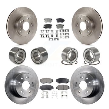 Front Rear Wheel Bearings Disc Brake Rotors And Ceramic Pads Kit (10Pc) For Honda CR-V KBB-107294