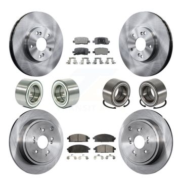 Front Rear Bearings Disc Brake Rotors And Ceramic Pads Kit (10Pc) For 2003-2006 Acura MDX KBB-107297