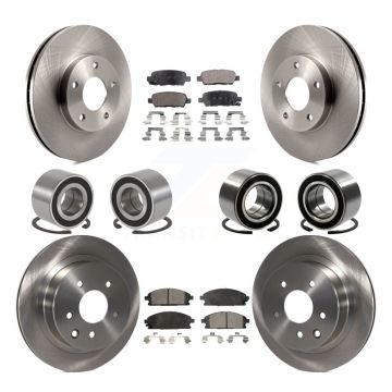 Front Rear Bearing Disc Brake Rotors And Pads Kit (10Pc) For 2005-2006 Nissan X-Trail FWD KBB-107298