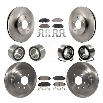 Front Rear Wheel Bearing Disc Brake Rotors And Ceramic Pads Kit (10Pc) For Nissan X-Trail KBB-107299