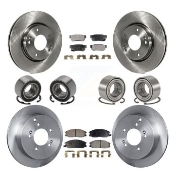 Front Rear Bearing Disc Brake Rotor And Pad Kit (10Pc) For 2001-2006 Hyundai Santa Fe 4WD KBB-107313