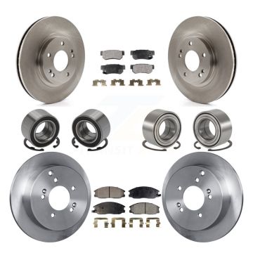 Front Rear Bearing Disc Brake Rotor And Pad Kit (10Pc) For 2001-2006 Hyundai Santa Fe 4WD KBB-107314