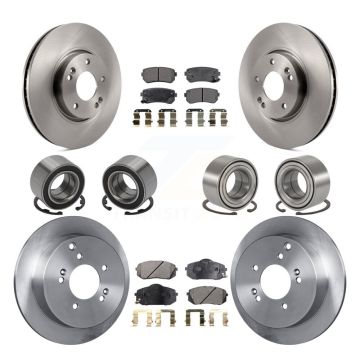 Front Rear Bearings Disc Brake Rotors And Pads Kit (10Pc) For Hyundai Tucson Kia Sportage KBB-107315