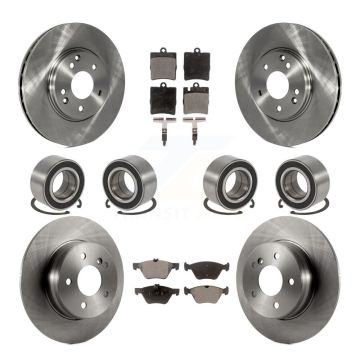 Front Rear Bearing Brake Rotor Pad Kit (10Pc) For 98-02 Mercedes-Benz E320 Sedan with AWD KBB-107318