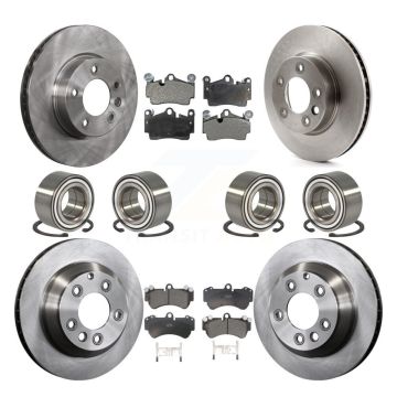 Front Rear Bearings Disc Brake Rotors And Ceramic Pads Kit (10Pc) For Volkswagen Touareg KBB-107321