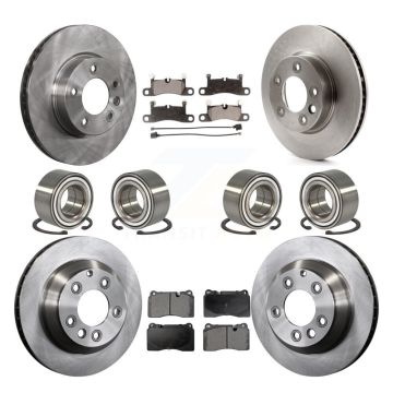 Front Rear Bearings Disc Brake Rotors And Ceramic Pads Kit (10Pc) For Volkswagen Touareg KBB-107323