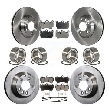Front Rear Bearings Disc Brake Rotors And Pads Kit (10Pc) For Audi Q7 Volkswagen Touareg KBB-107325