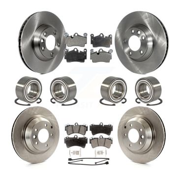 Front Rear Bearing Brake Rotor Pads Kit (10Pc) For Audi Q7 With 358mm Diameter KBB-107326