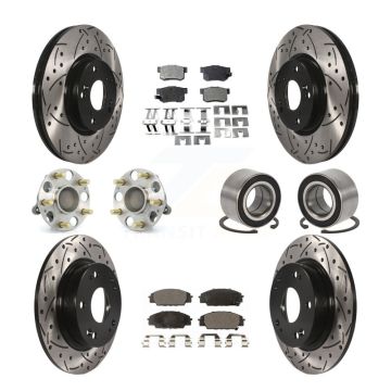 Front Rear Hub Bearing Coated Disc Brake Rotor & Pad Kit (10Pc) For Honda Civic Acura CSX KBB-107328