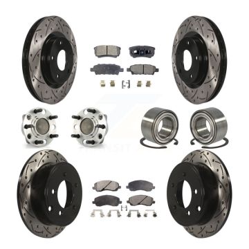 Front Rear Wheel Hub Bearing Coated Disc Brake Rotor And Pad Kit (10Pc) For Dodge Caliber KBB-107333