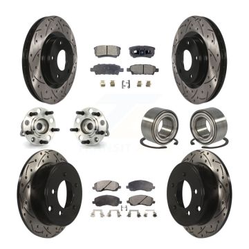 Front Rear Hub Bearing Coated Brake Rotor & Pad Kit (10Pc) For Jeep Patriot Compass Dodge KBB-107337
