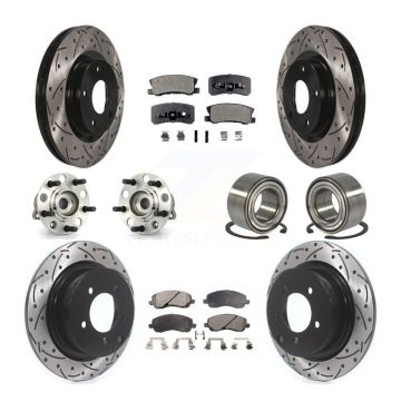 Front Rear Hub Bearing Coated Disc Brake Rotor & Pads Kit (10Pc) For Jeep Patriot Compass KBB-107338