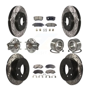 Front Rear Hub Bearing Coated Disc Brake Rotors And Pads Kit (10Pc) For Mitsubishi Lancer KBB-107346