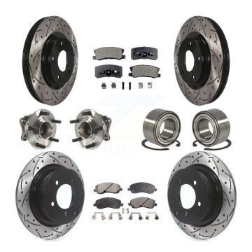 Front Rear Hub Bearing Coated Disc Brake Rotor & Pads Kit (10Pc) For Mitsubishi Outlander KBB-107347