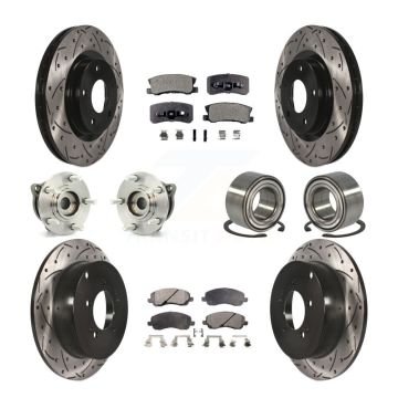 Front Rear Hub Bearing Coated Disc Brake Rotor & Pads Kit (10Pc) For Mitsubishi Outlander KBB-107353