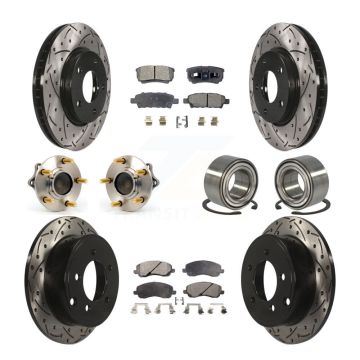 Front Rear Hub Bearing Coated Disc Brake Rotors And Pads Kit (10Pc) For Mitsubishi Lancer KBB-107355