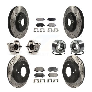 Front Rear Hub Bearing Coated Disc Brake Rotors And Pads Kit (10Pc) For 2014 Kia Forte SX KBB-107383