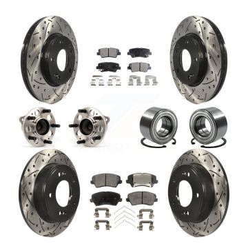 Front Rear Hub Bearing Coated Brake Rotor Pad Kit (10Pc) For Kia Forte Hyundai Elantra GT KBB-107388