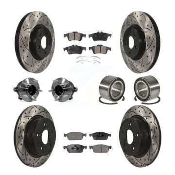 Front Rear Hub Bearing Coated Brake Rotor & Pads Kit (10Pc) For Ford Escape FWD with 2.0L KBB-107392