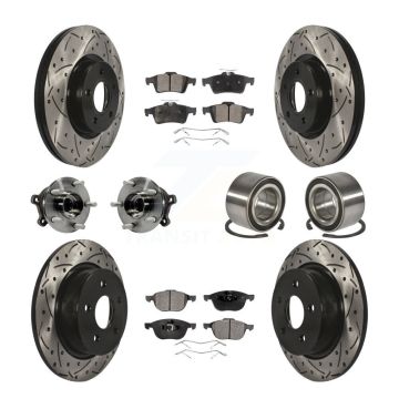 Front Rear Hub Bearing Coated Brake Rotor & Pads Kit (10Pc) For Ford Escape AWD with 2.5L KBB-107398