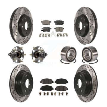 Front Rear Wheel Hub Bearing Coated Disc Brake Rotor And Pads Kit (10Pc) For Honda Accord KBB-107410