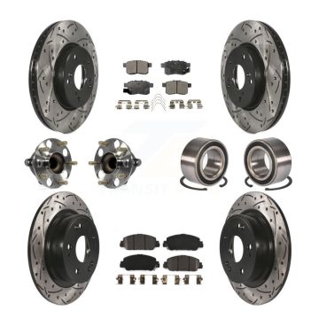Front Rear Wheel Hub Bearing Coated Disc Brake Rotor And Pads Kit (10Pc) For Honda Accord KBB-107411