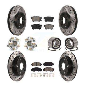 Front Rear Hub Bearing Assembly Coated Disc Brake Rotor And Pads Kit (10Pc) For Acura CSX KBB-107426