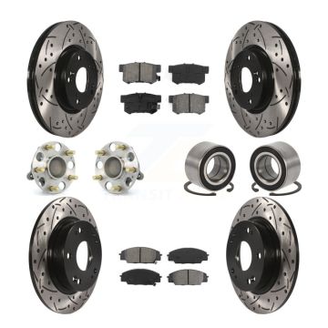 Front Rear Hub Bearing Coated Disc Brake Rotor & Pad Kit (10Pc) For Honda Civic Acura CSX KBB-107427