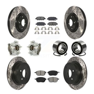 Front Rear Hub Bearing Coated Disc Brake Rotor & Pads Kit (10Pc) For Nissan Altima Maxima KBB-107428
