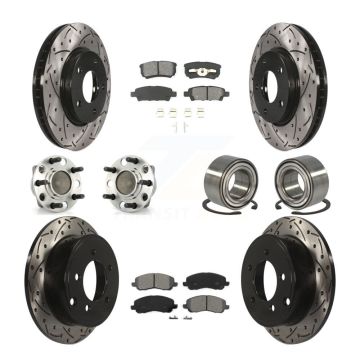Front Rear Wheel Hub Bearing Coated Disc Brake Rotor And Pad Kit (10Pc) For Dodge Caliber KBB-107431