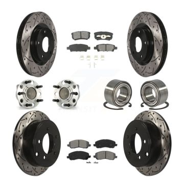 Front Rear Wheel Hub Bearing Coated Disc Brake Rotor And Pad Kit (10Pc) For Dodge Caliber KBB-107432