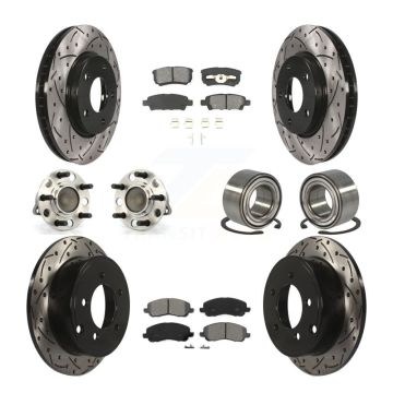 Front Rear Wheel Hub Bearing Coated Disc Brake Rotor And Pad Kit (10Pc) For Dodge Caliber KBB-107433