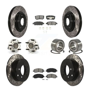 Front Rear Hub Bearing Coated Brake Rotor & Pad Kit (10Pc) For Jeep Patriot Compass Dodge KBB-107434