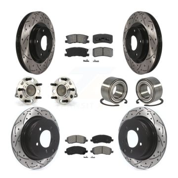 Front Rear Hub Bearing Coated Brake Rotor And Pad Kit (10Pc) For Jeep Patriot Compass FWD KBB-107435