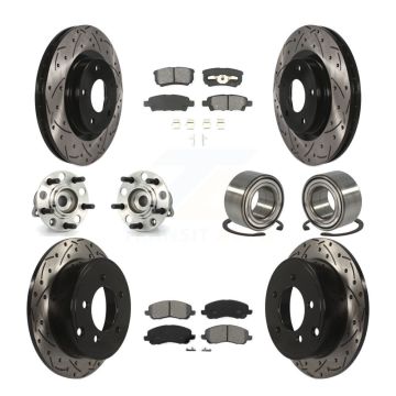 Front Rear Hub Bearing Coated Brake Rotor & Pad Kit (10Pc) For Jeep Patriot Compass Dodge KBB-107436