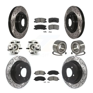 Front Rear Hub Bearing Coated Disc Brake Rotor & Pads Kit (10Pc) For Jeep Patriot Compass KBB-107437