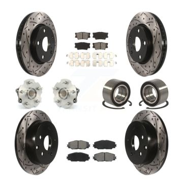Front Rear Hub Bearing Coated Disc Brake Rotors And Pads Kit (10Pc) For 2010 Lexus HS250h KBB-107444