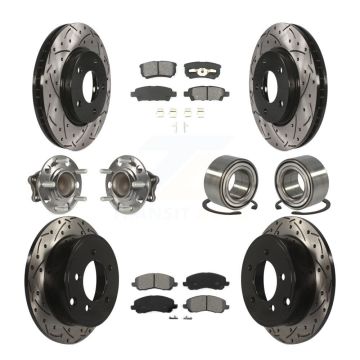 Front Rear Hub Bearing Coated Disc Brake Rotors And Pads Kit (10Pc) For Mitsubishi Lancer KBB-107445
