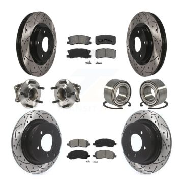 Front Rear Hub Bearing Coated Disc Brake Rotor & Pads Kit (10Pc) For Mitsubishi Outlander KBB-107446