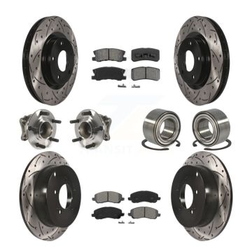 Front Rear Hub Bearing Coated Disc Brake Rotor & Pads Kit (10Pc) For Mitsubishi Outlander KBB-107447